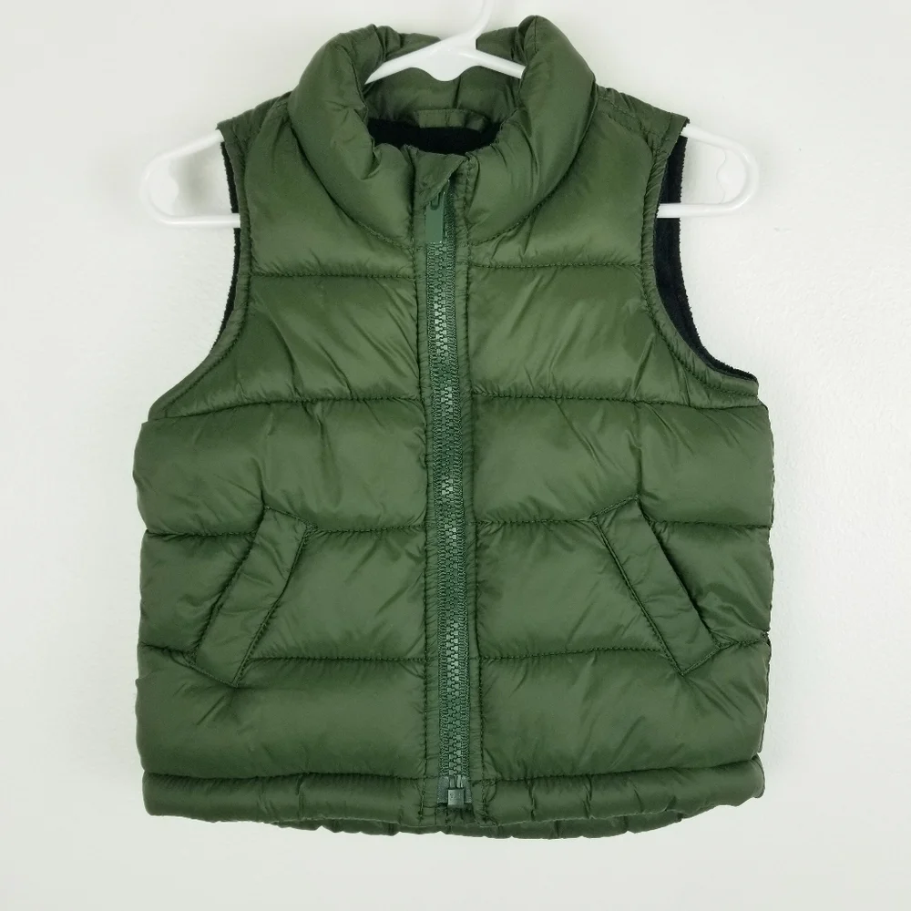 Old Navy Green Fleece-Lined Puffer Vest 12-18 Months